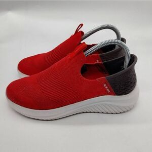 Skechers Hands Free Slip Ins Casual Sneakers Kids‎ Size 5 Red Black Youth Shoes